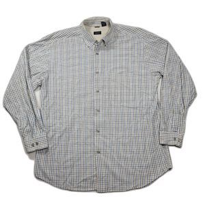 IZOD Men's LS Button Down Plaid Shirt L